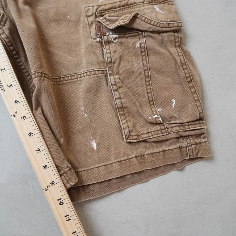 Old Navy Surplus Company Cargo Shorts 31 Mens Brown Khaki Paint Y2K Utility